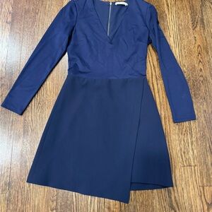 Alice + Olivia Sapphire Navy Evette Asymmetrical Mini Ponte Dress Size 2